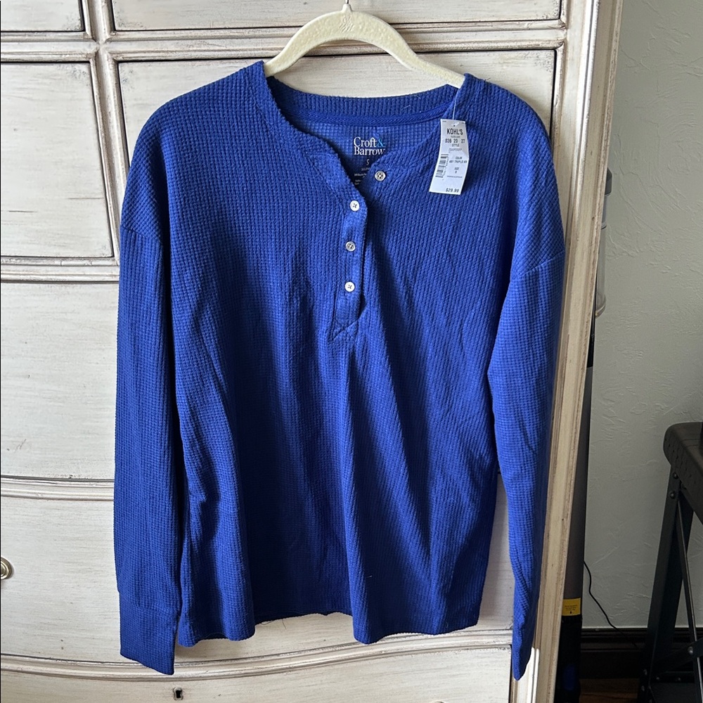 croft & barrow Royal Blue Waffle Henley